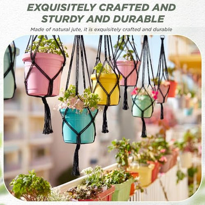 EBOOT 2 Pack 48 Inch Macrame Plant Hanger, Black, 4 Legs - color: Black, size: 48 Inch