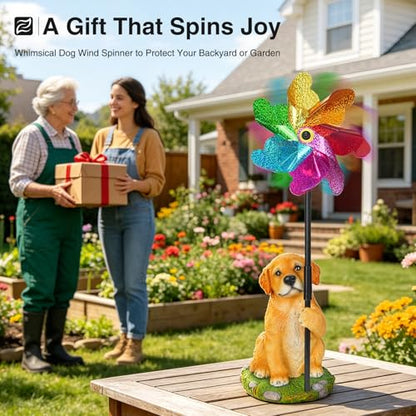 Dog Garden Spinners Wind Spinner Golden Retriever Outdoor Statue - size: Dog