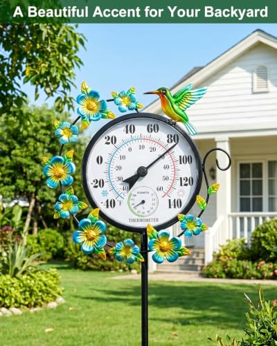 Outdoor Thermometer Waterproof Hummingbird Outside Thermometer Hygrometer