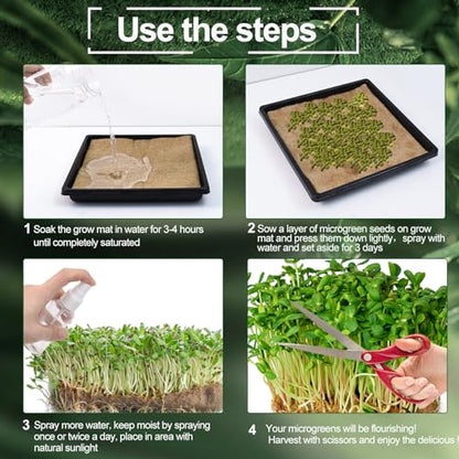 32 PCS Microgreen Mats, 5" X 5" Plant Grow Mat Hydroponic Grow Pads Microgreens Sprouting Mats Microgreens Kit for 1020 Germination Trays Wheatgrass Sprouts - size: 32PCS 5''x5''