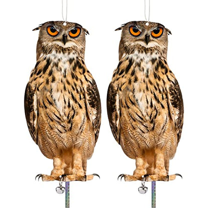 2PCS Flat Fake Owl Plastic Owl to Scare Pigeon for Balcony - color: Brown Owl