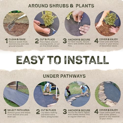 Dewitt Pro-5 Weed Barrier Fabric 5 oz, 5 x 250 Feet – Heavy-Duty Woven Landscape Ground Cover Mat for Raised Garden Bed, Greenhouse Gardening, Outdoor Landscaping, and Commercial Planting - size: 1 Pack, style: 5' x 250'