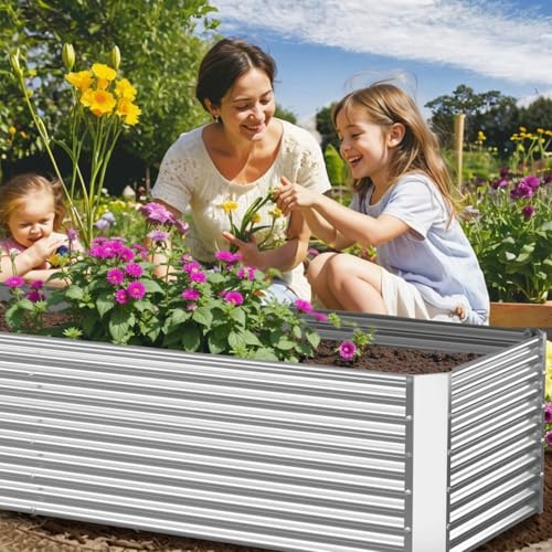 2 Pack Tall 6x3FT Corrugated Galvanized Steel Raised Garden Bed Outdoor, Metal Above Ground Garden Bed for Vegetables and Flowers, Rectangle Raised Beds for Gardening - size: 6x3FT