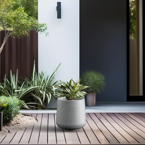 Kante Pale Gray Concrete Planter 13" Dia All-Weather Round Accent Pot - color: Gray Concrete, size: 11.6" D