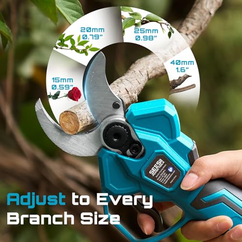SEESII Electric Pruning Shears 1.6'' Cut, 4 Modes Cordless Brunch Cutter - color: Sky Blue