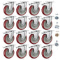5" Heavy Duty Plate Casters with Brake, Set of 16 - color: Red, size: 5 inch