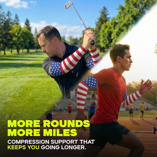 ARMORAY Arm Sleeves for Men UV Protection Cooling SPF 50 Sun Sleeves Sports - color: Usa Flag