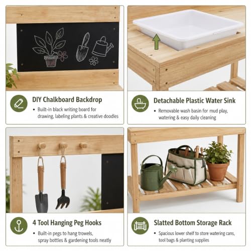Kids Wooden Potting Bench Mud Kitchen