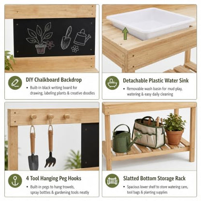 Kids Wooden Potting Bench Mud Kitchen
