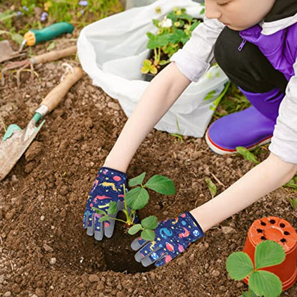 Baidast Garden Gloves for Kids, Breathable Leather Gardening Gloves for Digging, Planting, Pruning - size: Large(Age 10-12)