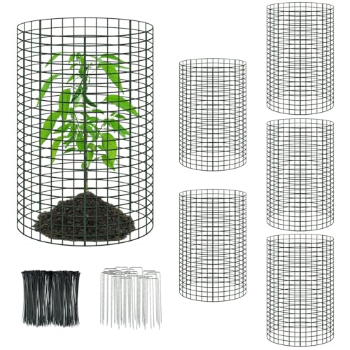 6 Packs 24"x 12" Large Wire Plant Protectors from Animals,Plant Cages for Outdoor Plants,Plant Covers from Animals with Ground Stakes and Nylon Ties Protect Plants,Shrubs,Vegetables from Animals-18PCS - size: 18PCS-24"x 12"
