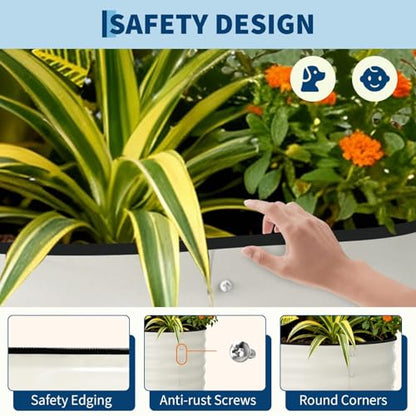 Garvee 2 Pack 10x4x1.5ft Galvanized Raised Garden Bed, Metal Planter Box - color: Beige-oval, size: 10x4x1.5ft 2pcs