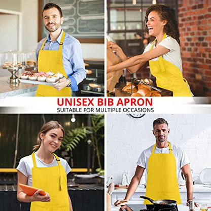 Utopia Kitchen Bib Aprons 2 Pack Adjustable With 2 Pockets - color: Yellow