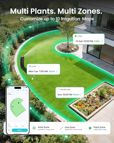 Aiper IrriSense 2 Lawn Sprinkler, Smart Irrigation System, Multi-Zone Plant-Specific Watering, Smart Scheduling, Weather-Adaptive Irrigation with Rain Sensor, for Lawns up to 4,800 sq.ft.-Rainbow