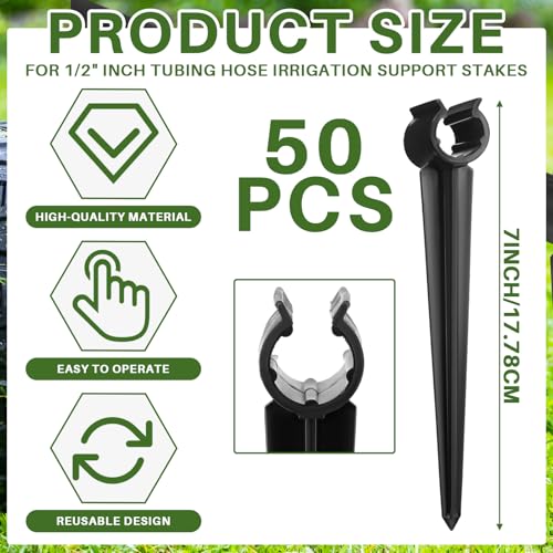 50 Pcs Irrigation Support Stakes Garden Tubing Hose Holder 1/2 Inch
