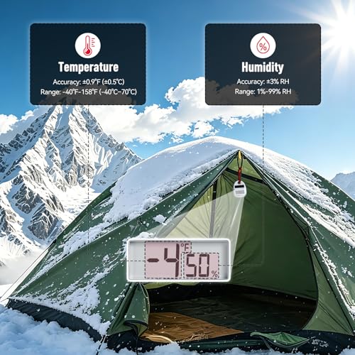 Solar Powered Portable Thermometer Hygrometer with Carabiner
