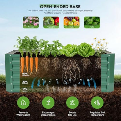 Raised Garden Bed Kit 4x2x1.4ft, Metal Planter Boxes Outdoor, Green - color: Lotusgreen, size: 4x2x1.4ft