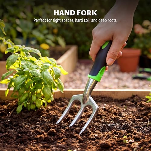 Gardening Tool Set, Heavy Duty Aluminum Alloy Hand Tools, Ergonomic Handle Design, Ideal Gardening Gifts for Women, Men, Mom and Dad