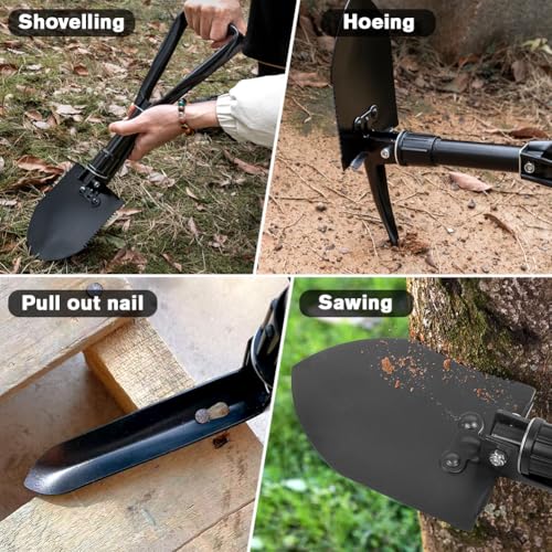 Black Folding Camping Shovel, 24" High Carbon Steel Tool - color: Black, size: 24'' Large