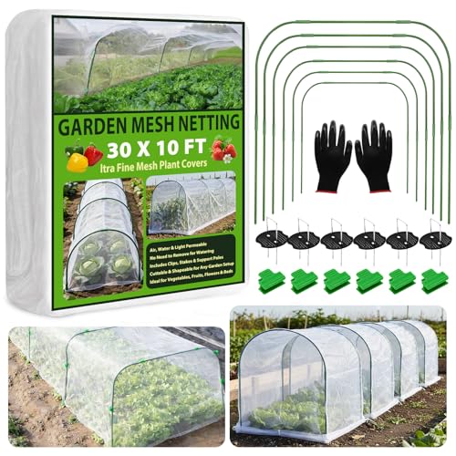 Garden Netting Kit 10×30 FT Ultra Fine Mesh Plant Protection Cover