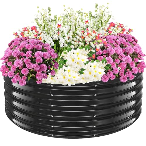 TBMLC 17" Tall,4 FT Diameter Elevated Round Metal Raised Garden Bed Black - color: Black, size: 4FT Diameter