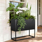 Modern Raised Metal Planter Box with Legs,38" L x 15" W x 30.5" H - color: Black
