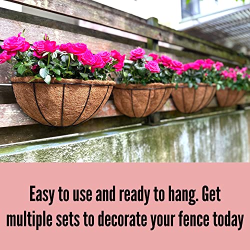 LaLaGreen Outdoor Wall Planter (12 in, 2 Pack) Black Coco Fence Baskets - size: 12" x 2 Pack