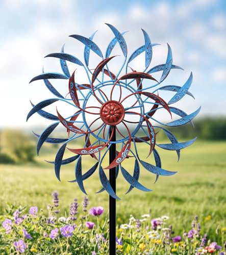 4 Layer Wind Spinners Metal Vine Scroll Kinetic Garden Yard Art Decor - color: Vine