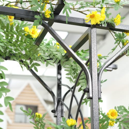 Outsunny 82'' Decorative Metal Garden Trellis Arch Durable Steel Tubing
