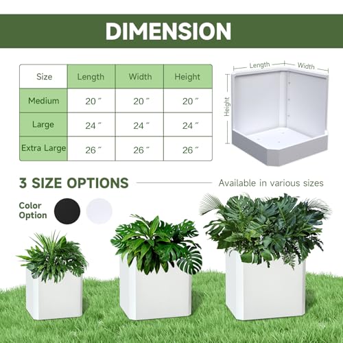 Metal Planter Box 20”L x 20"W x 20"H Large Square Steel Planter Box - color: White, size: 20"Lx20"Wx20"H