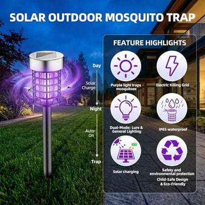 4 Pack Solar Bug Zapper Outdoor, Waterproof UV Insect Trap for Yard