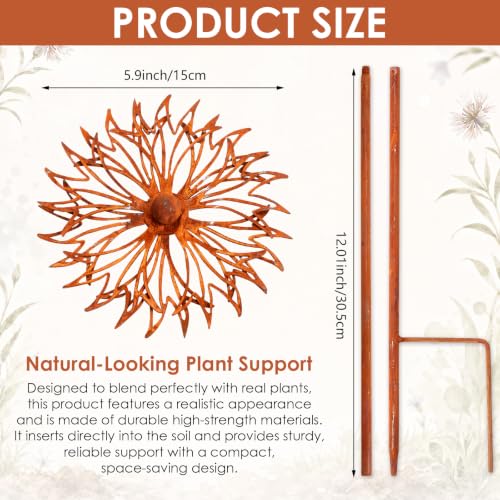 Hicarer 2 Pcs Rusty Metal Flower Garden Stakes Wildflower Yard Decor