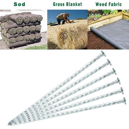 8 Inch Galvanized Spiral Landscape Spike Solid Metal Garden Stakes