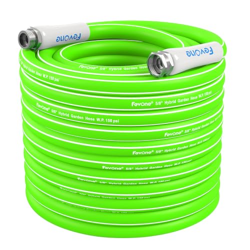 FEVONE 25 ft Hybrid Polymer Garden Hose, Heavy Duty Water Hose - color: Green, size: 25FT