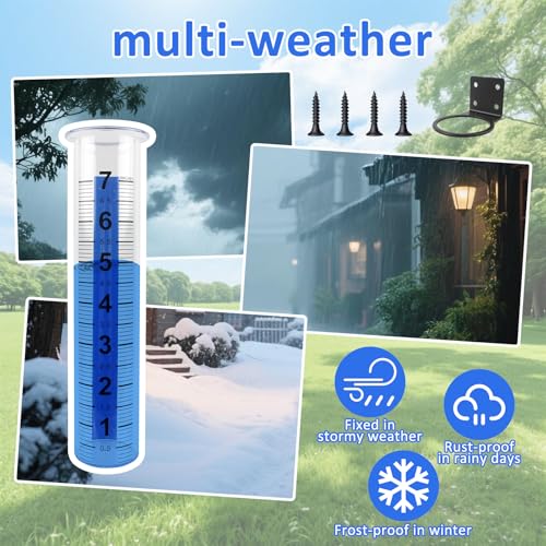 TBWHL 7" Outdoor Rain Gauge with Stainless Steel Bracket for Garden Yard - color: Black