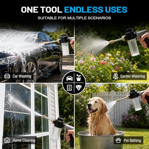 Metal Hose Nozzle with Soap Dispenser,High Pressure Foam Sprayer - size: Long Nozzle