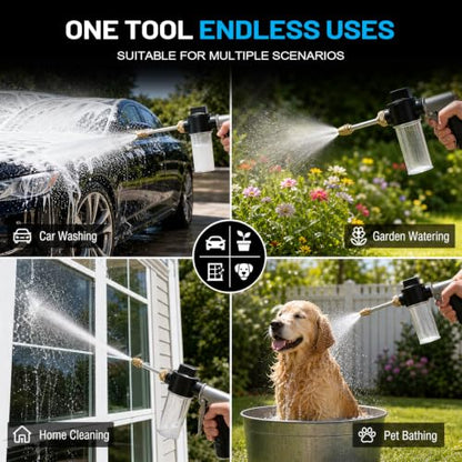 Metal Hose Nozzle with Soap Dispenser,High Pressure Foam Sprayer - size: Long Nozzle