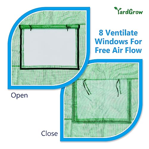 YardGrow Greenhouse Replacement Cover Larger Walk in Outdoor Plant Gardening Greenhouse (Frame Does NOT Included) (Green, 20'x10'x7') - color: Green, 20'x10'x7'