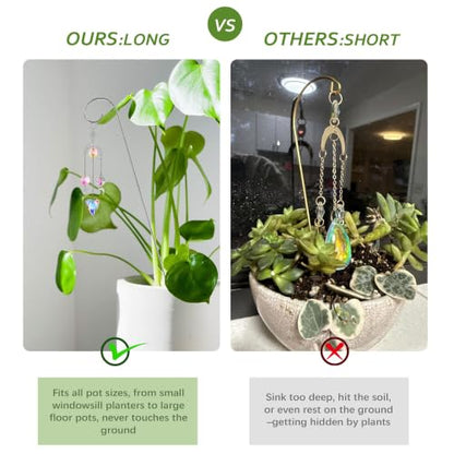 4 Pack Crystal Sun Catchers with 13.5'' Small Trellis for Potted Plants - color: Sliver