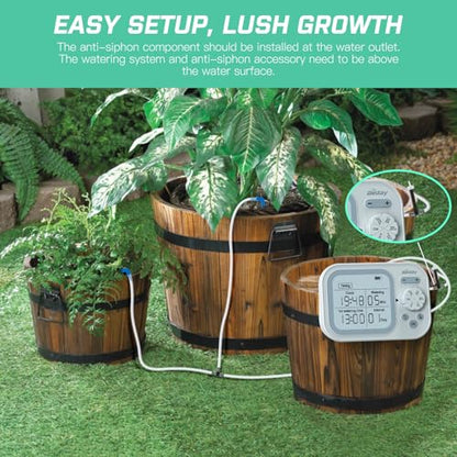 Automatic Plant Waterer Self Watering System Indoor for 15 Potted Plants Pack of 2, Auto Drip Irrigation Kit Programmable Water Timer w Smart Humidity Detection - size: Pack of 2