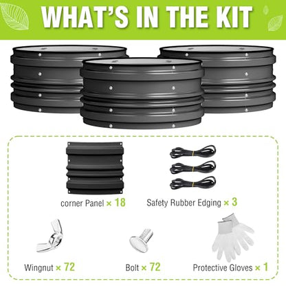 WORKPRO 3PK 2x2x1ft Outdoor Galvanized Raised Garden Bed Kit - color: Black