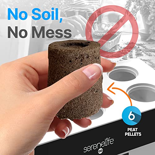 SereneLife Smart Indoor Garden - Hydroponic Herb Garden with 4000K Grow Lights Panel, Control Panel Settings, Water Stick, No Soil, Mess-Free, Height Adjustable, Grows Up to 6 Plants - color: Black