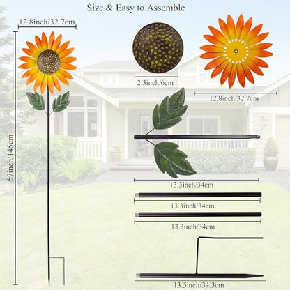 Sunflower Wind Spinner,Garden Windmills and Spinners for Yard - color: Sunflower-orange