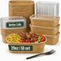50 Pack 29oz Disposable Meal Prep Containers with Lids, Paper Food Bowls - size: 29Oz