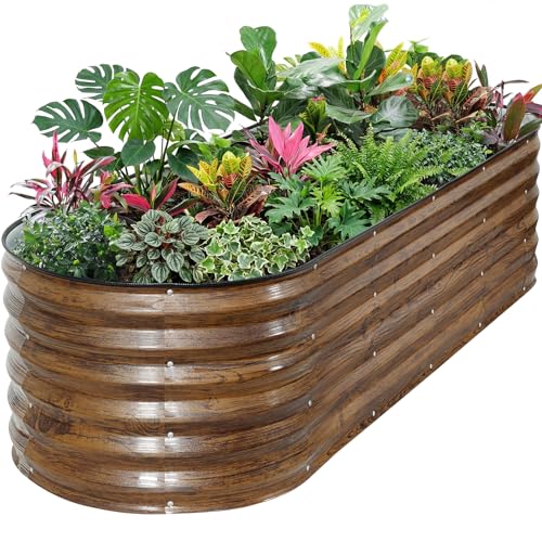 Galvanized Raised Garden Bed - 1PCS 6x2x1.4ft Metal Planter Box Brown - color: Brown, size: 6x2x1.4ft(1pcs)
