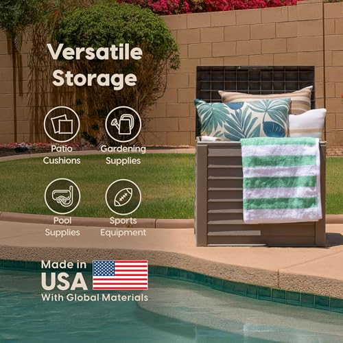 IRIS USA 35 Gallon Outdoor Deck Box, Lockable, Weather-Resistant, Brown - color: Brown