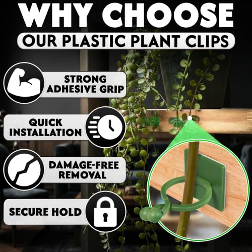 110 Pcs Self-Adhesive Climbing Plant Wall Clips for Vines (Green) - color: Green