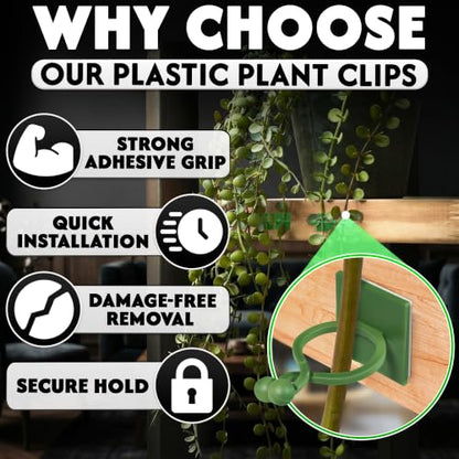 110 Pcs Self-Adhesive Climbing Plant Wall Clips for Vines (Green) - color: Green