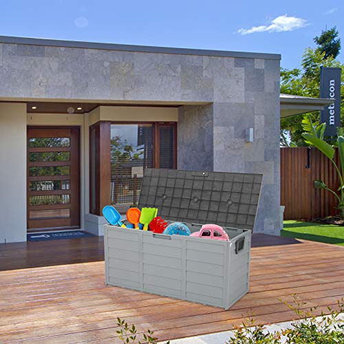 VINGLI 75 Gallon Outdoor Storage Box, Grey - color: Grey