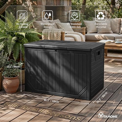 YITAHOME XXL 230 Gallon Extra Large Outdoor Deck Box - color: Black, size: 230 Gallon